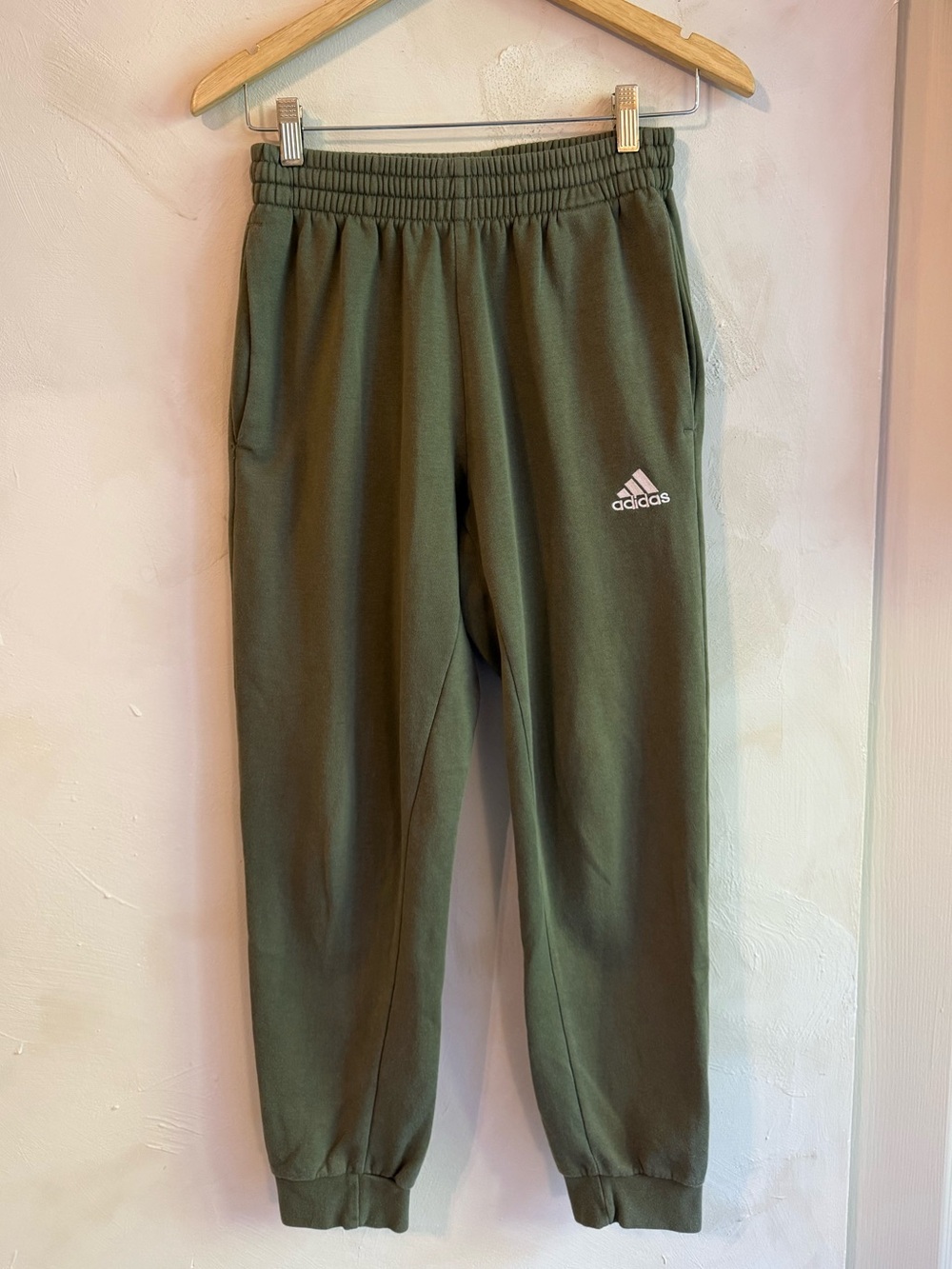 adidas Olive Green Kids Fleece Joggers